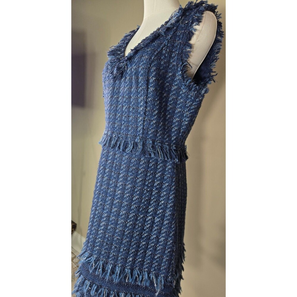 Kate Spade New York Jasmine Blue Madison Ave Tweed Fringe Dress US 12 - Picture 5 of 14